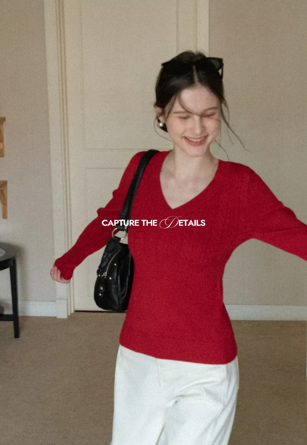 V Neck Long Sleeve Knit Sweater