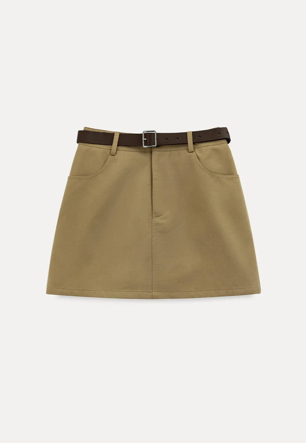 A-line mini skirt with front pockets and belt loops