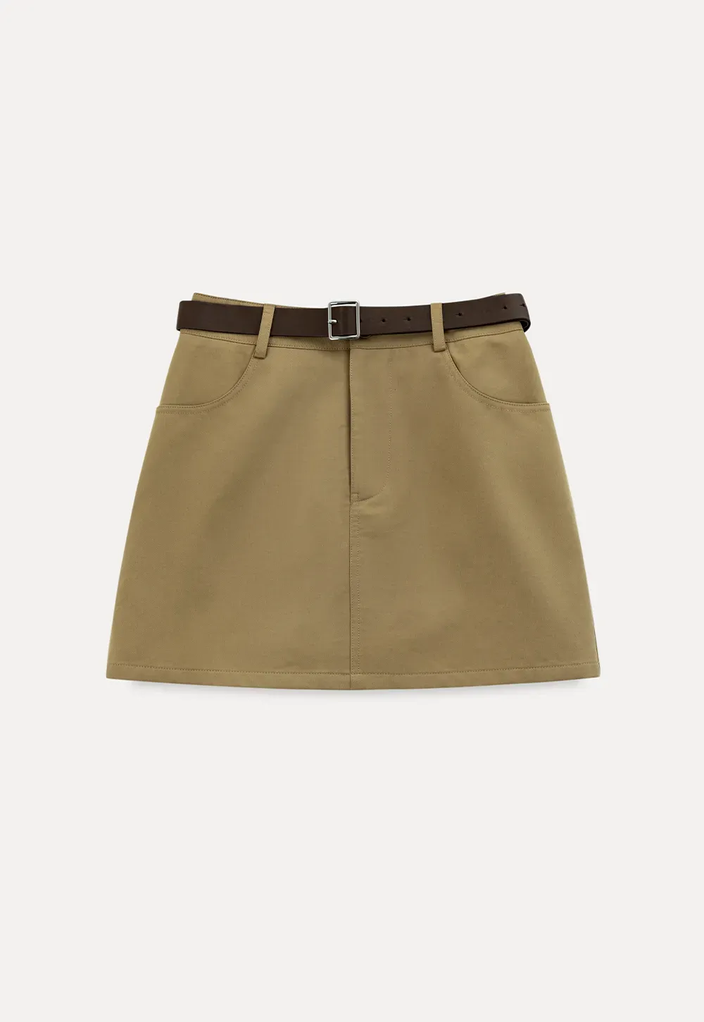 A-line mini skirt with front pockets and belt loops