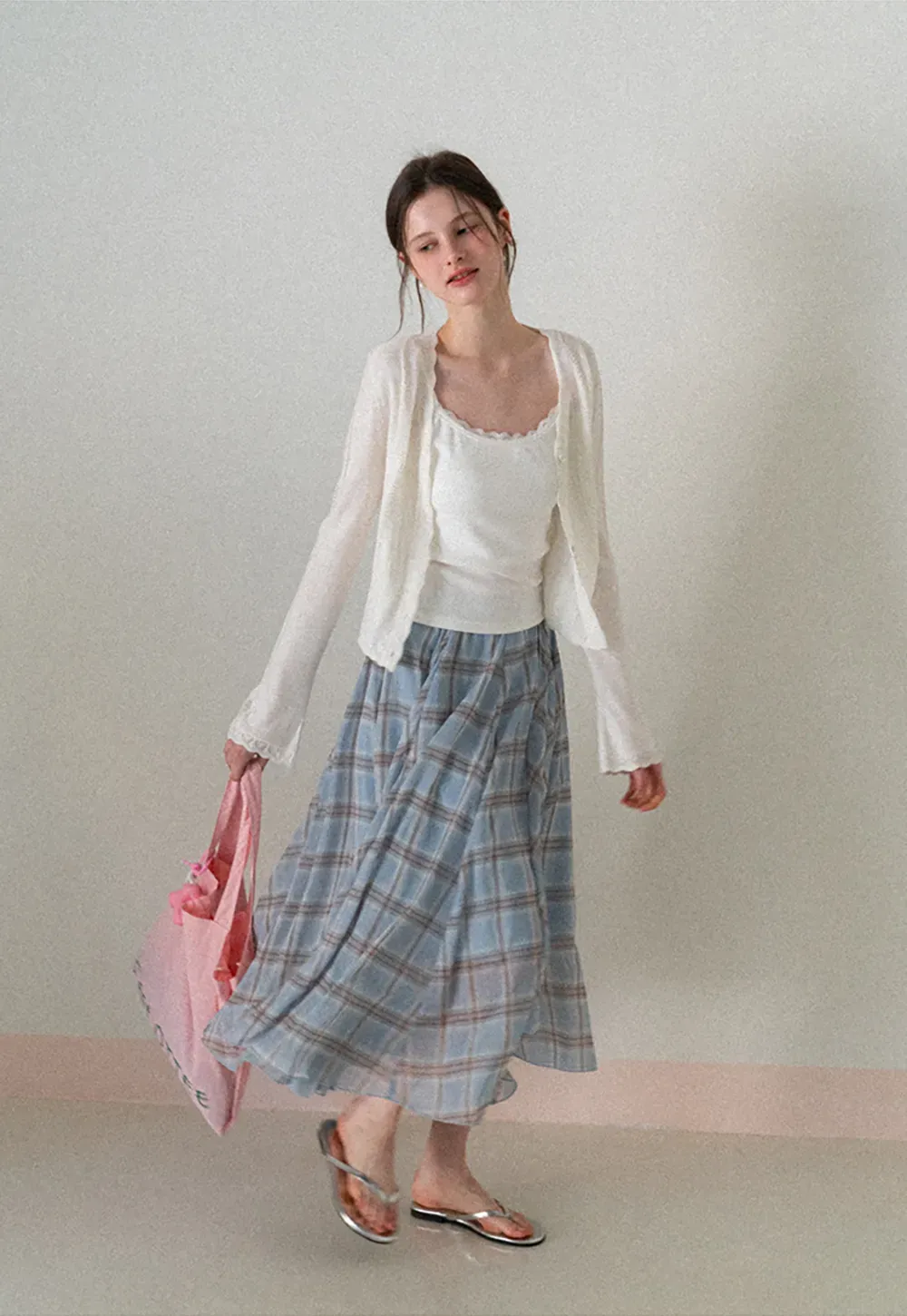 Long Sleeve Knit Sweater with Lace Trim