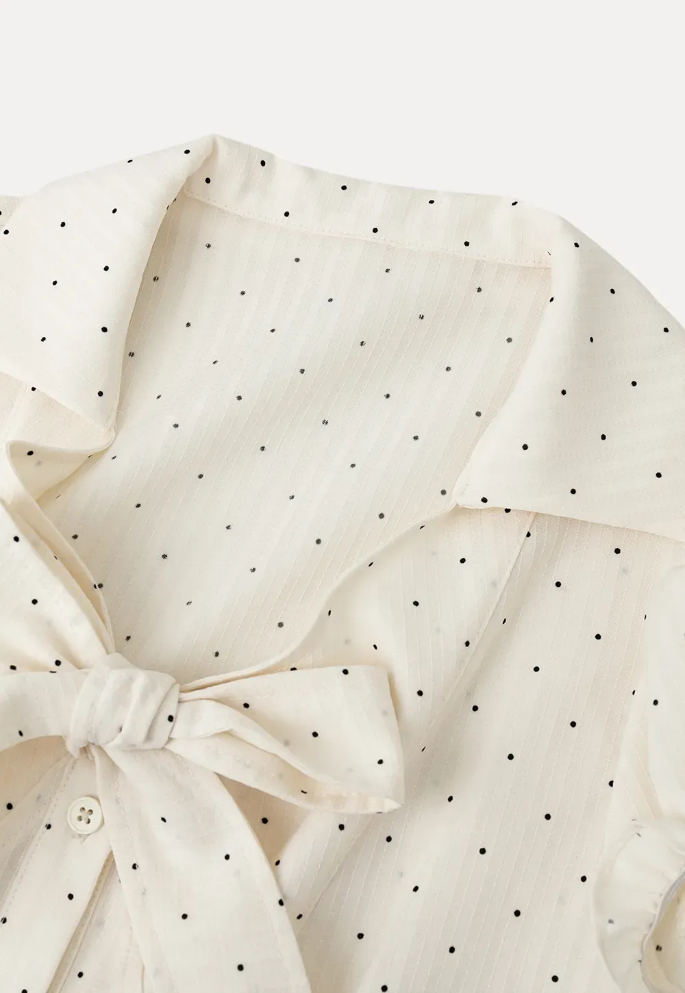 Short Sleeve Shirt with Bow Detail and Polka Dots