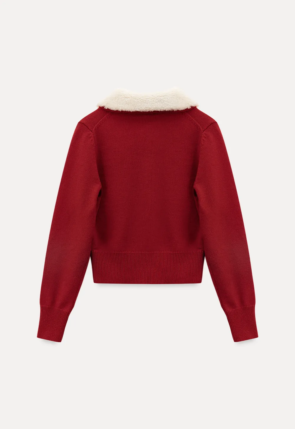 Soft Collar Knit Cardigan with Embroidery Design