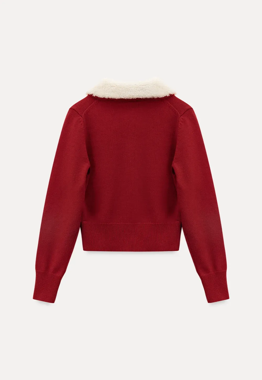 Soft Collar Knit Cardigan with Embroidery Design