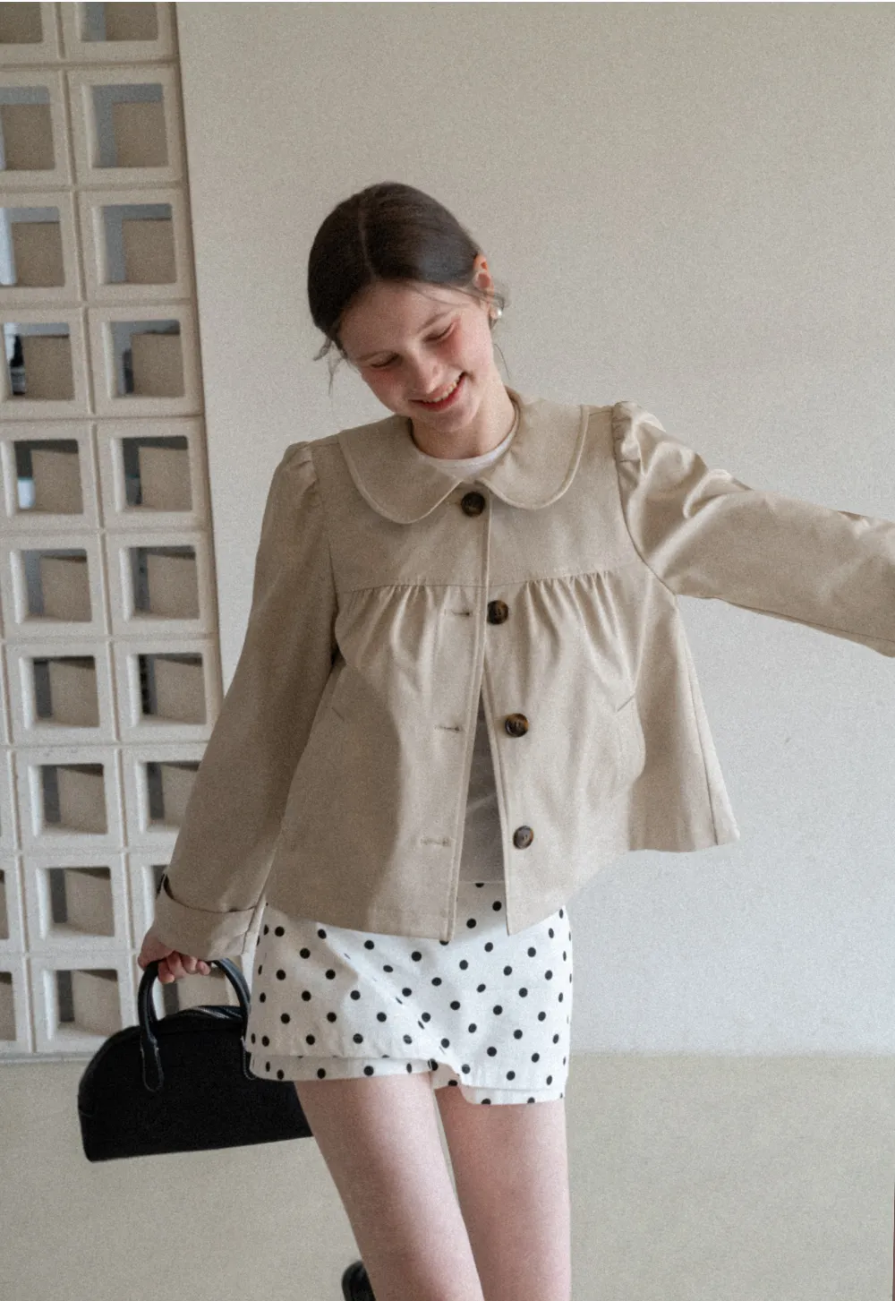 Short Jacket with Peter Pan Collar and Buttons