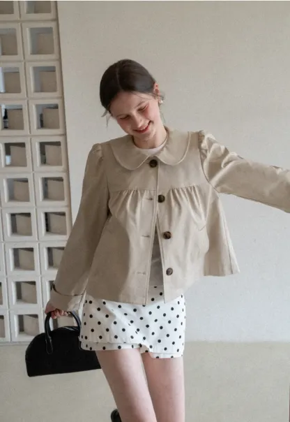 Short Jacket with Peter Pan Collar and Buttons