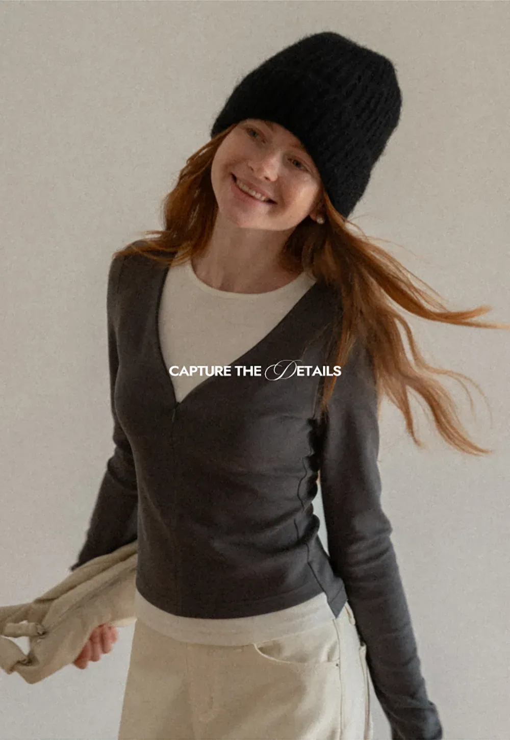 Long sleeve crop top with round neck and hem stitching design