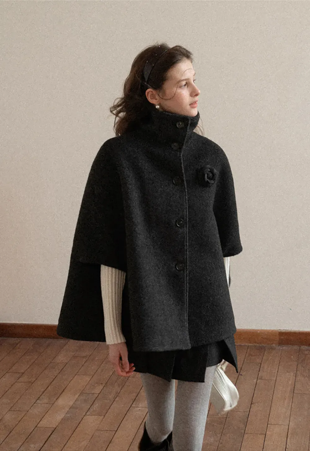 Elegant Pleated Mini Skirt with Tights and Boots Combo