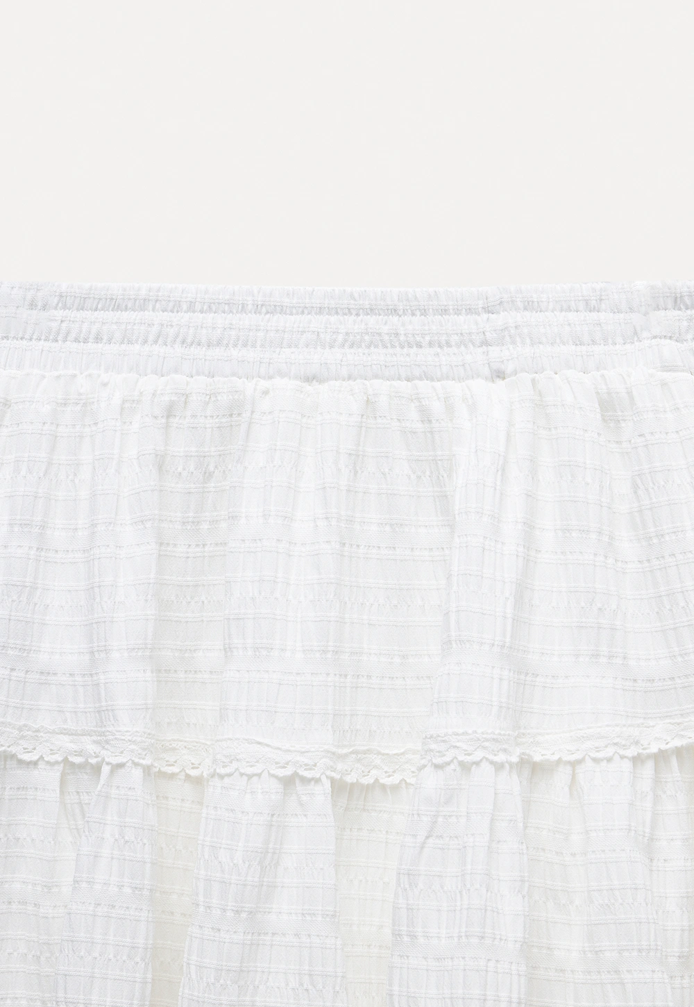 Lace-Trim White Tiered Skirt