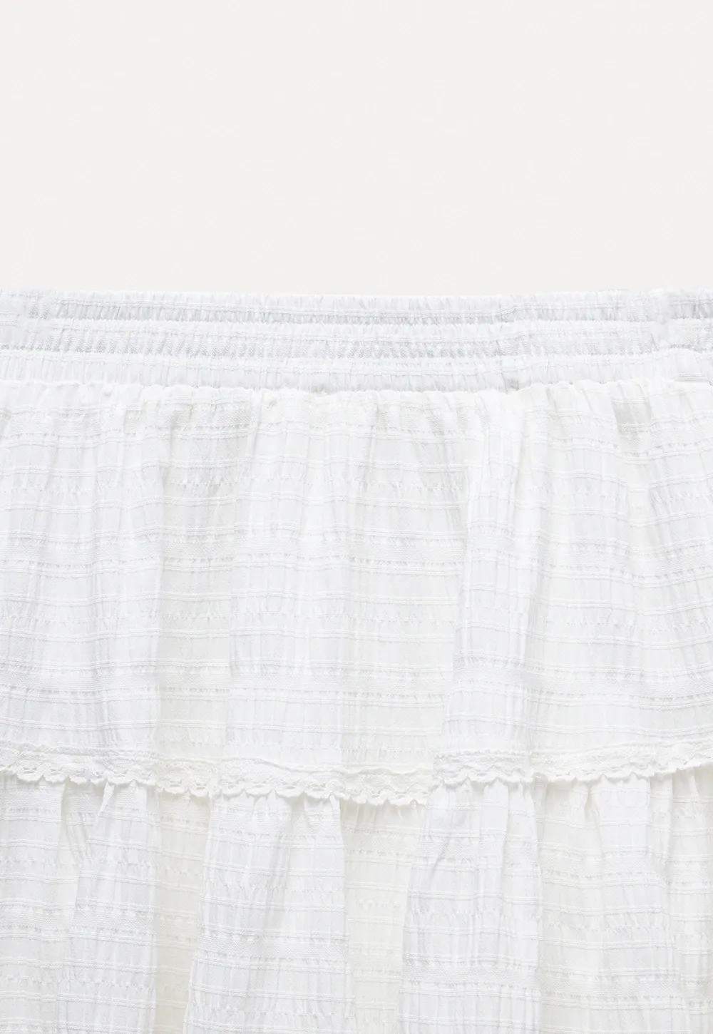 Lace-Trim White Tiered Skirt