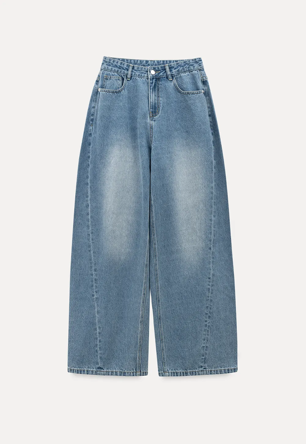 Wide leg denim jeans with high waist design