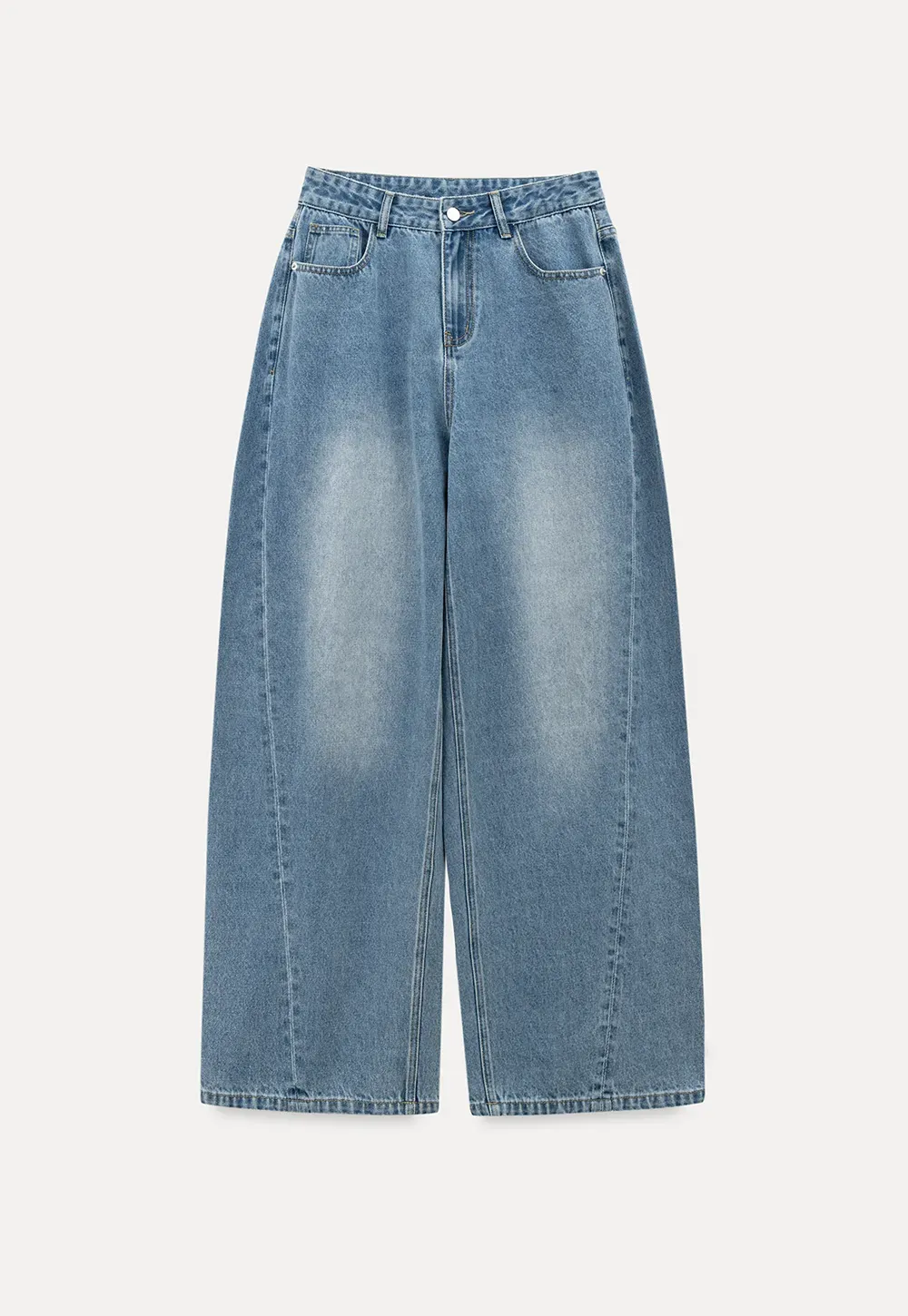 Wide leg denim jeans with high waist design