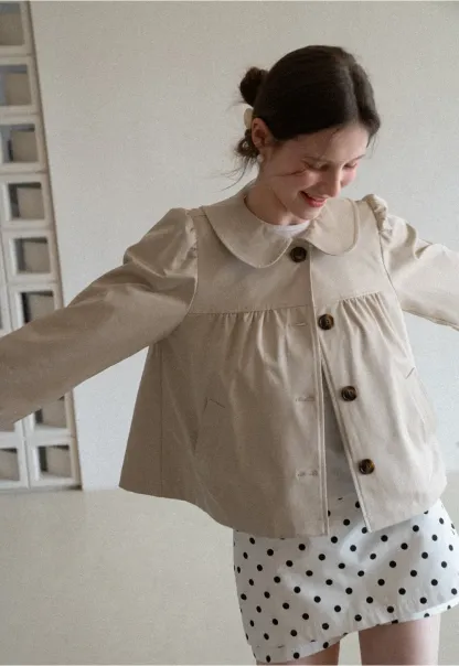 Short Jacket with Peter Pan Collar and Buttons