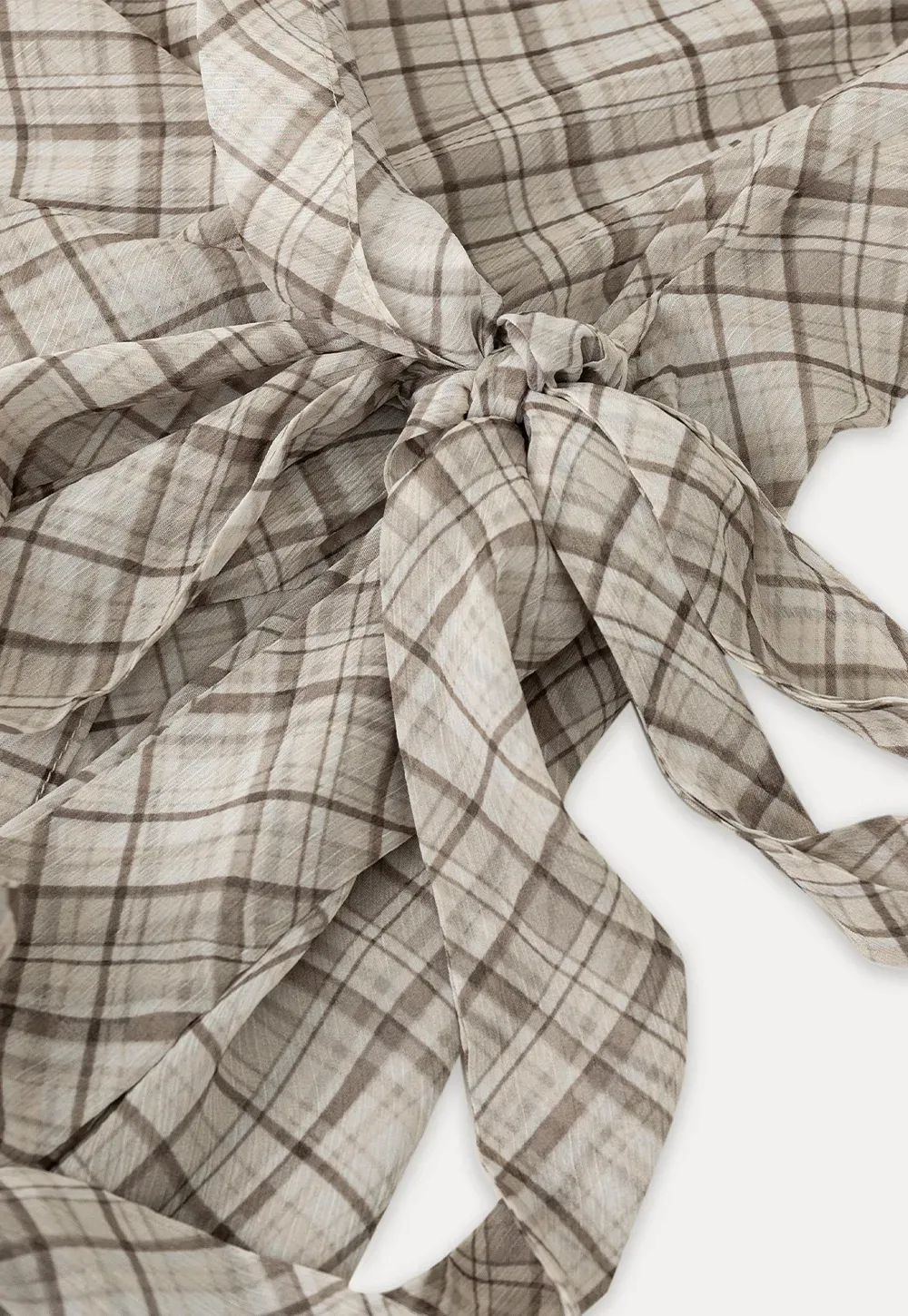 Plaid Halter Neck Wrap Dress with Side Tie