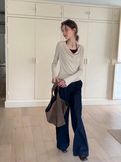 Denim Wide-Leg Pants