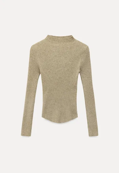 Zipper Front Knit Sweater with Wide Sleeves