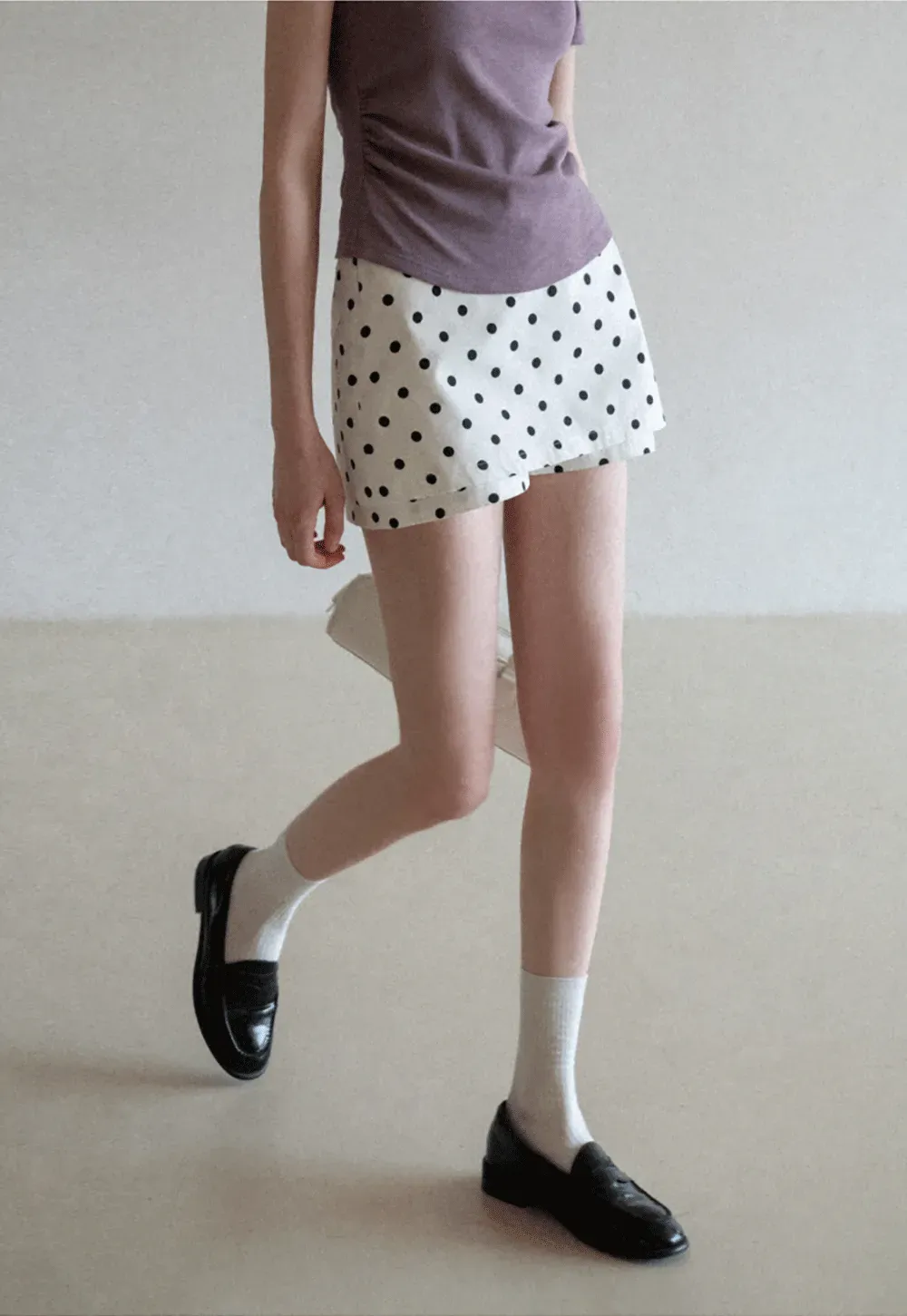 Polka dot mini skirt with layered hem