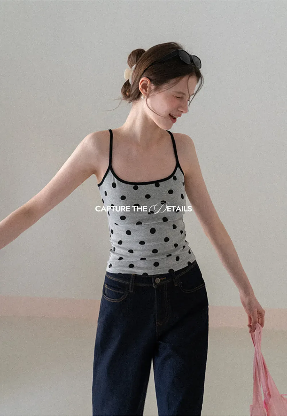 Polka Dot Tank Top with Thin Straps