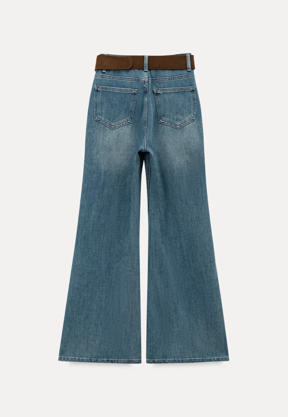 Flared Cut Denim Jeans with High Waist