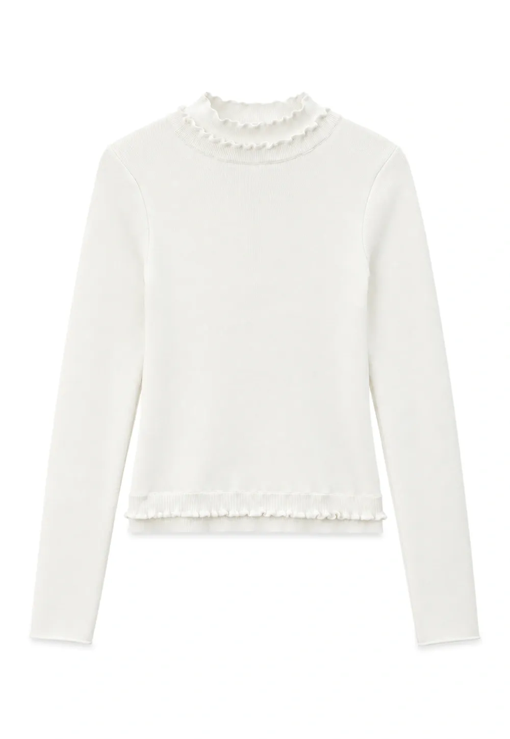 High Neck Ribbed Knit Sweater