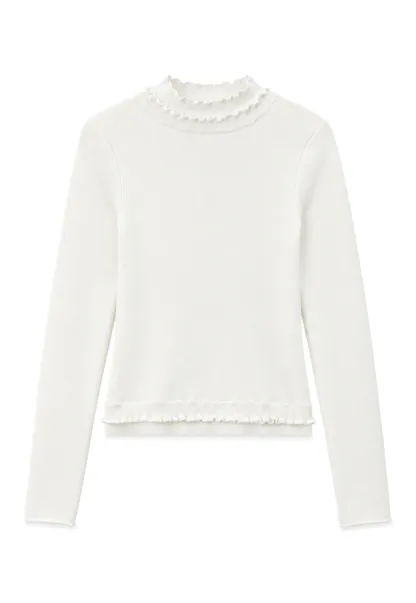 High Neck Ribbed Knit Sweater