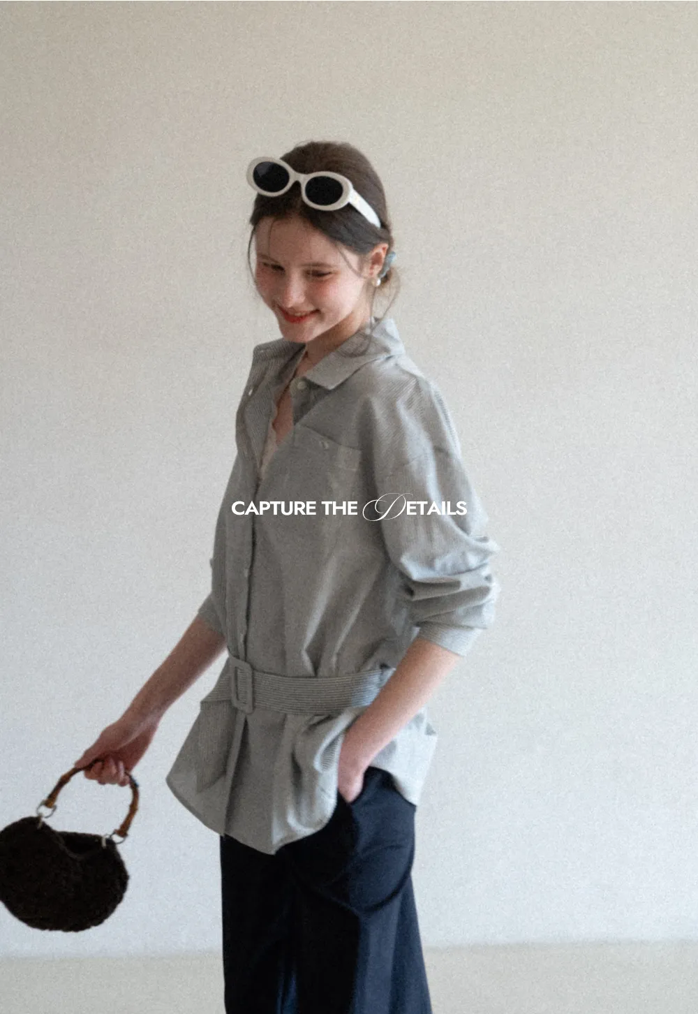 Striped Shirt with Belt and Lace Trim Tank Top