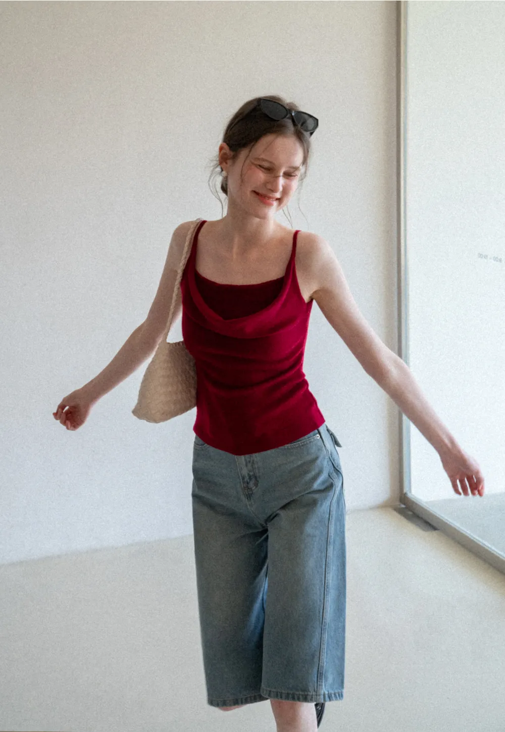 Wide Leg Denim Shorts with Belt and Back Pockets