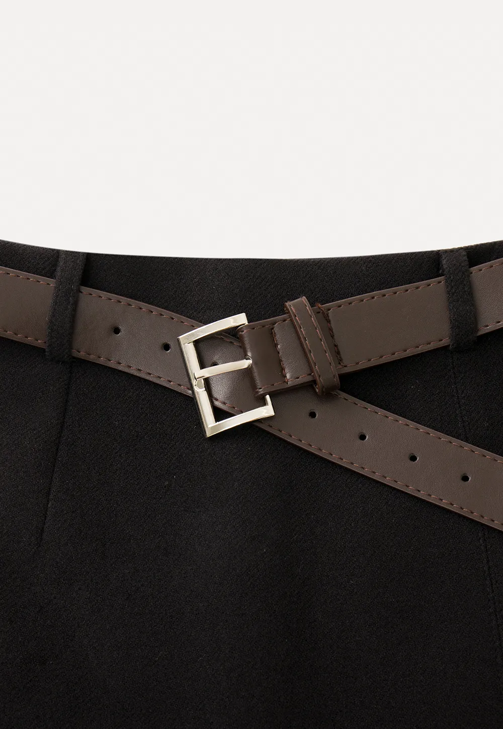 Elegant Mini Skirt with Front Slit and Button Detail