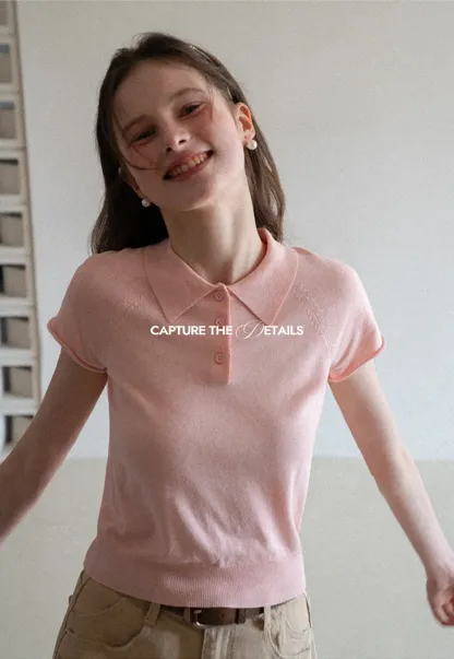 Short Sleeve Knit Polo Shirt