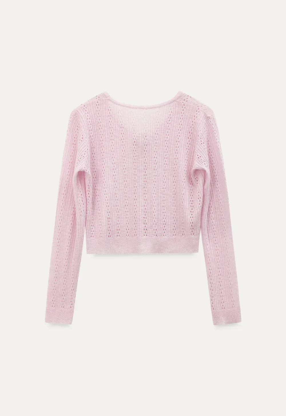 V Neck Cropped Knit Cardigan with Floral Button