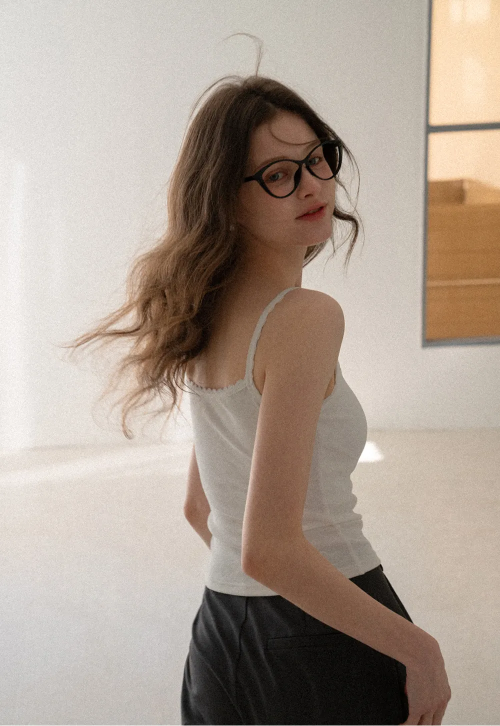 Lace Trim Button Front Tank Top