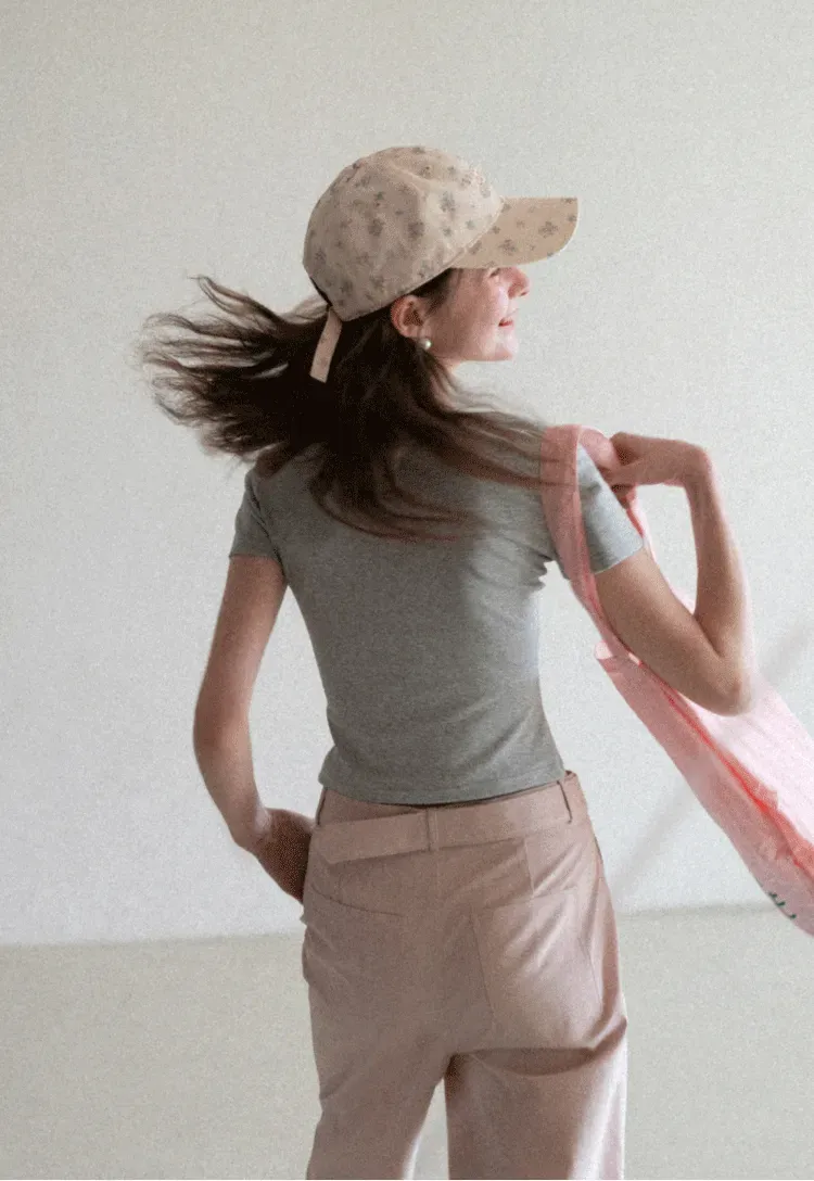 Short Sleeve Crop Top with Square Neckline