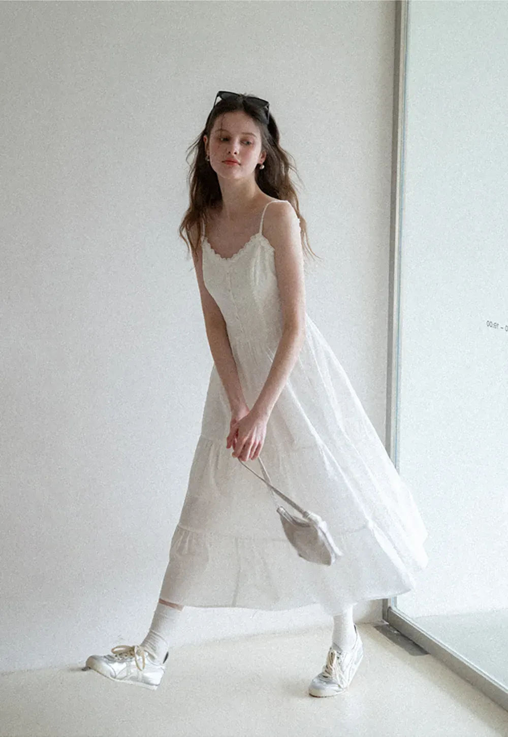 Lace Trimmed Tiered Strap Dress