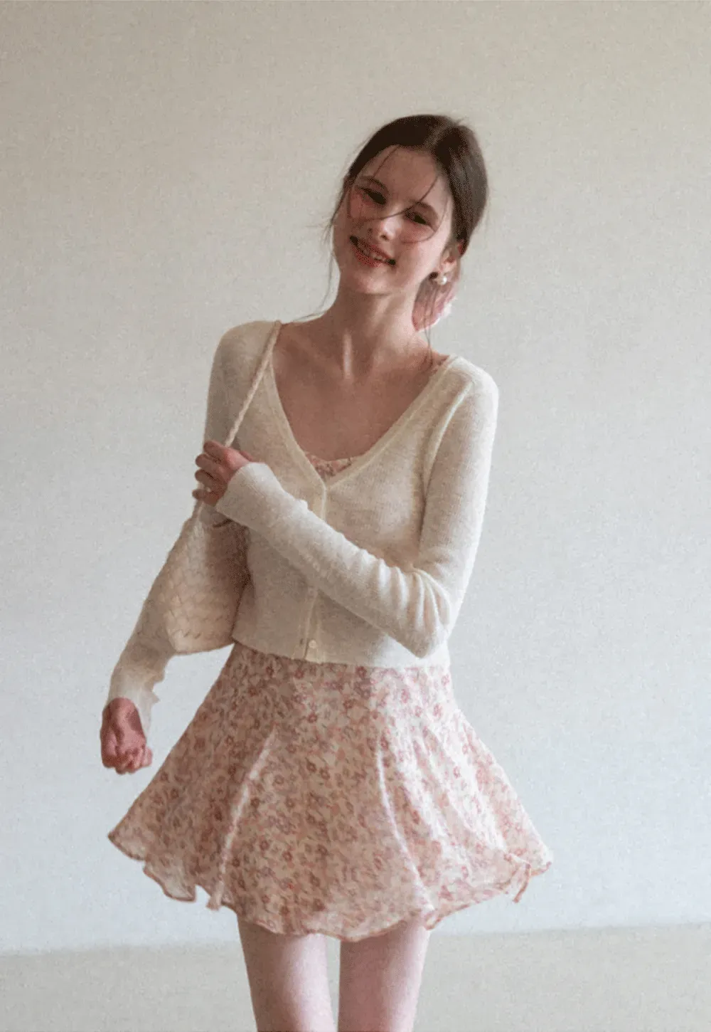 Floral Print Sleeveless Mini Dress with Pleated Skirt