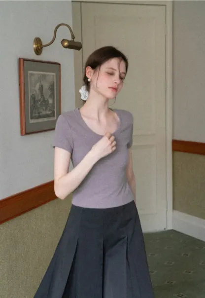 Short Sleeve V Neck T Shirt