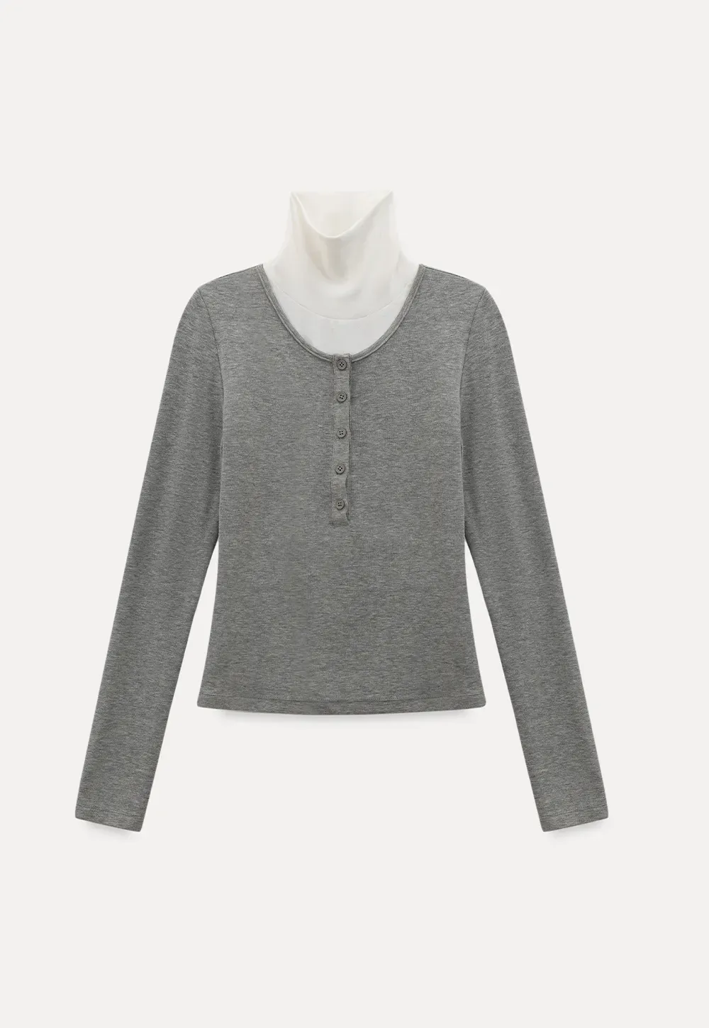 Stylish Gray Long-Sleeve Turtleneck Top