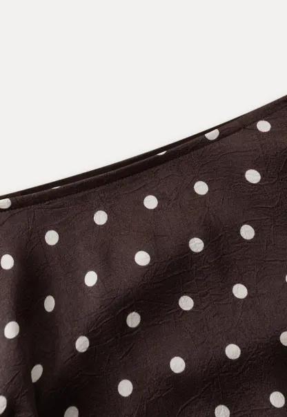Women Brown Polka Dot Tiered Skirt