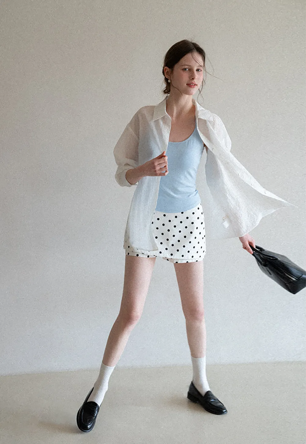 Lightweight Button Up Shirt with V Neck and Long Sleeves