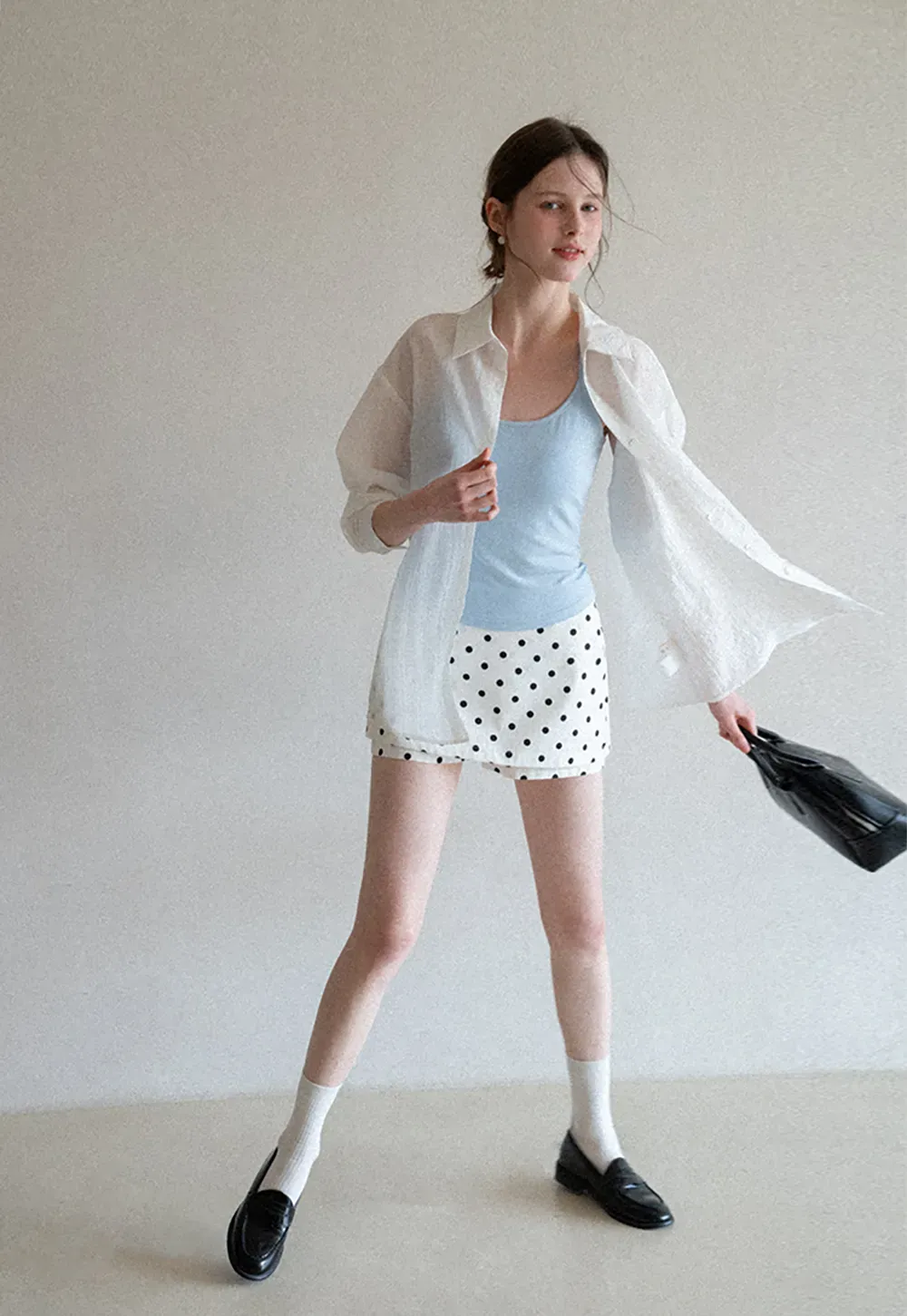 Lightweight Button Up Shirt with V Neck and Long Sleeves