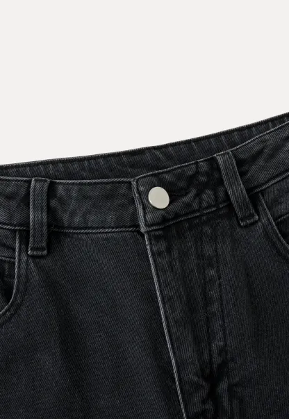 High-Waisted Black Wide-Leg Denim Jeans