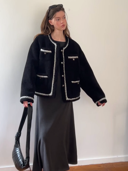 Chanel-Inspired Woven Quilted Short Jacket