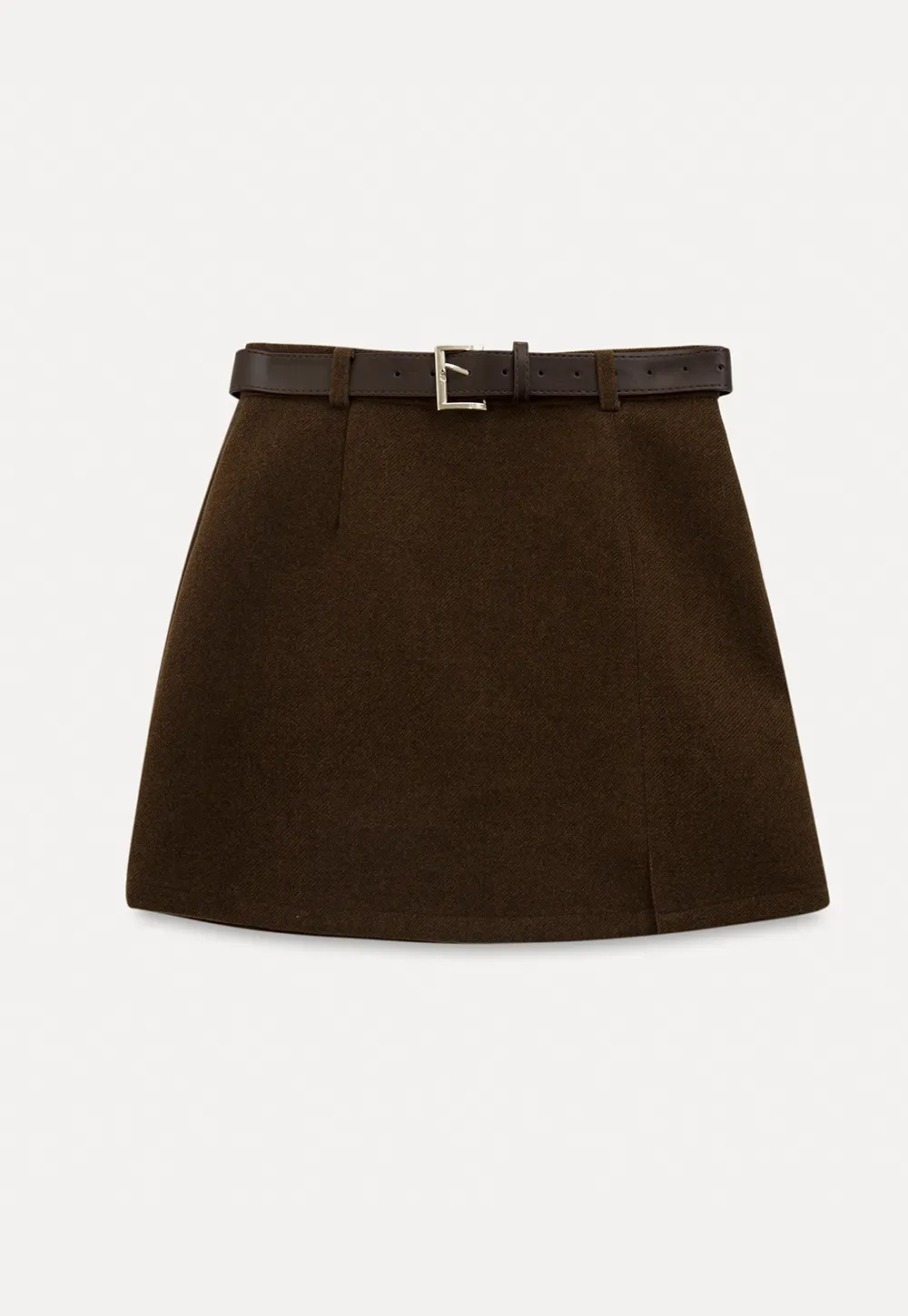 Elegant Mini Skirt with Front Slit and Button Detail