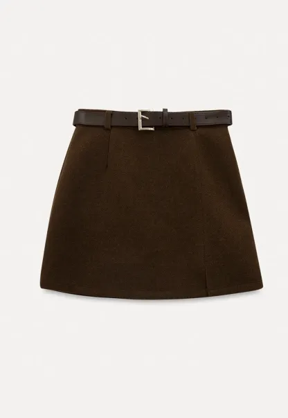 Elegant Mini Skirt with Front Slit and Button Detail