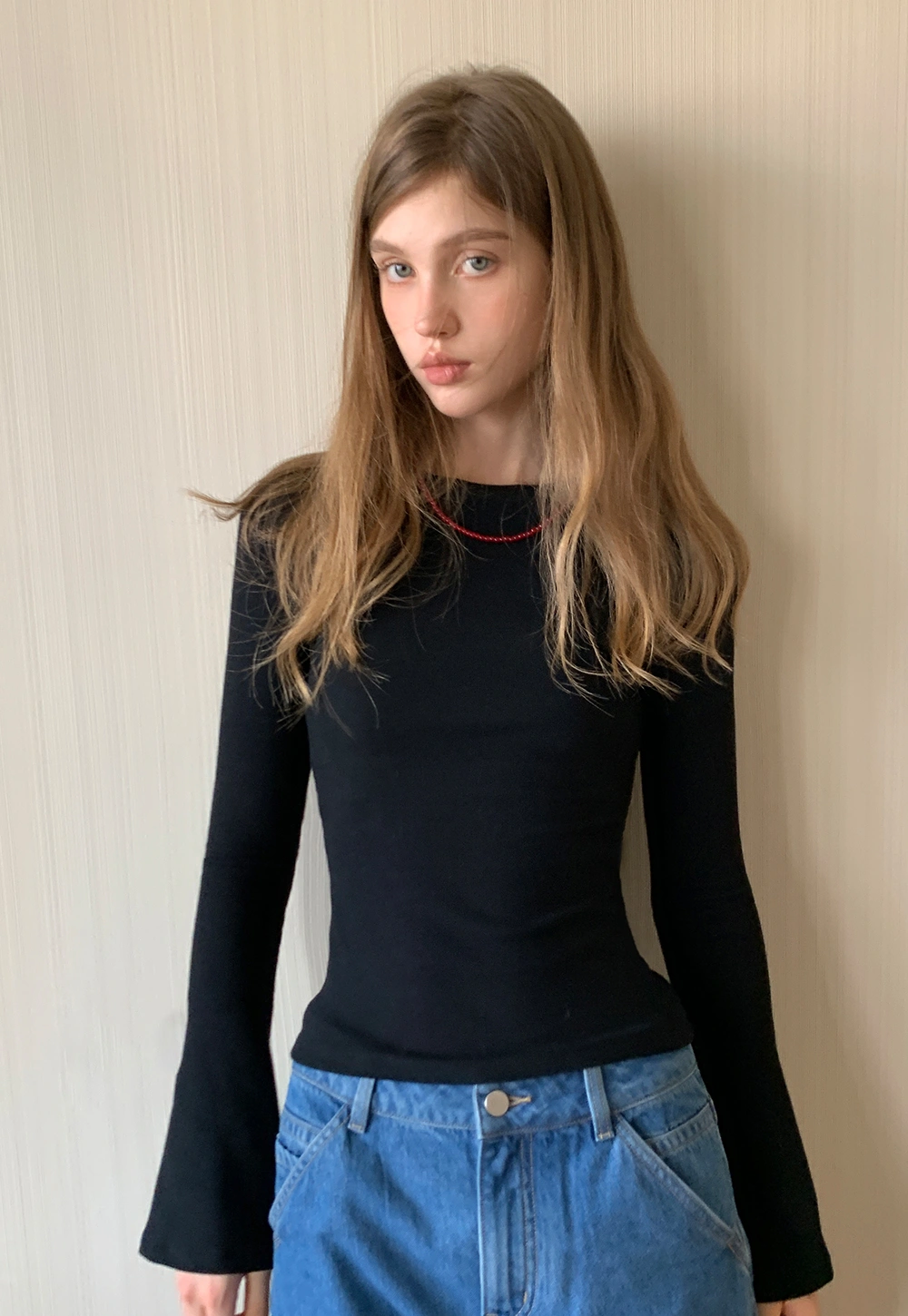 Women Slim Fit Long Sleeve Ribbed Knit Top