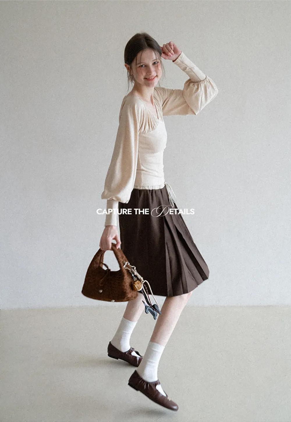 Pleated Drawstring Waist Skirt