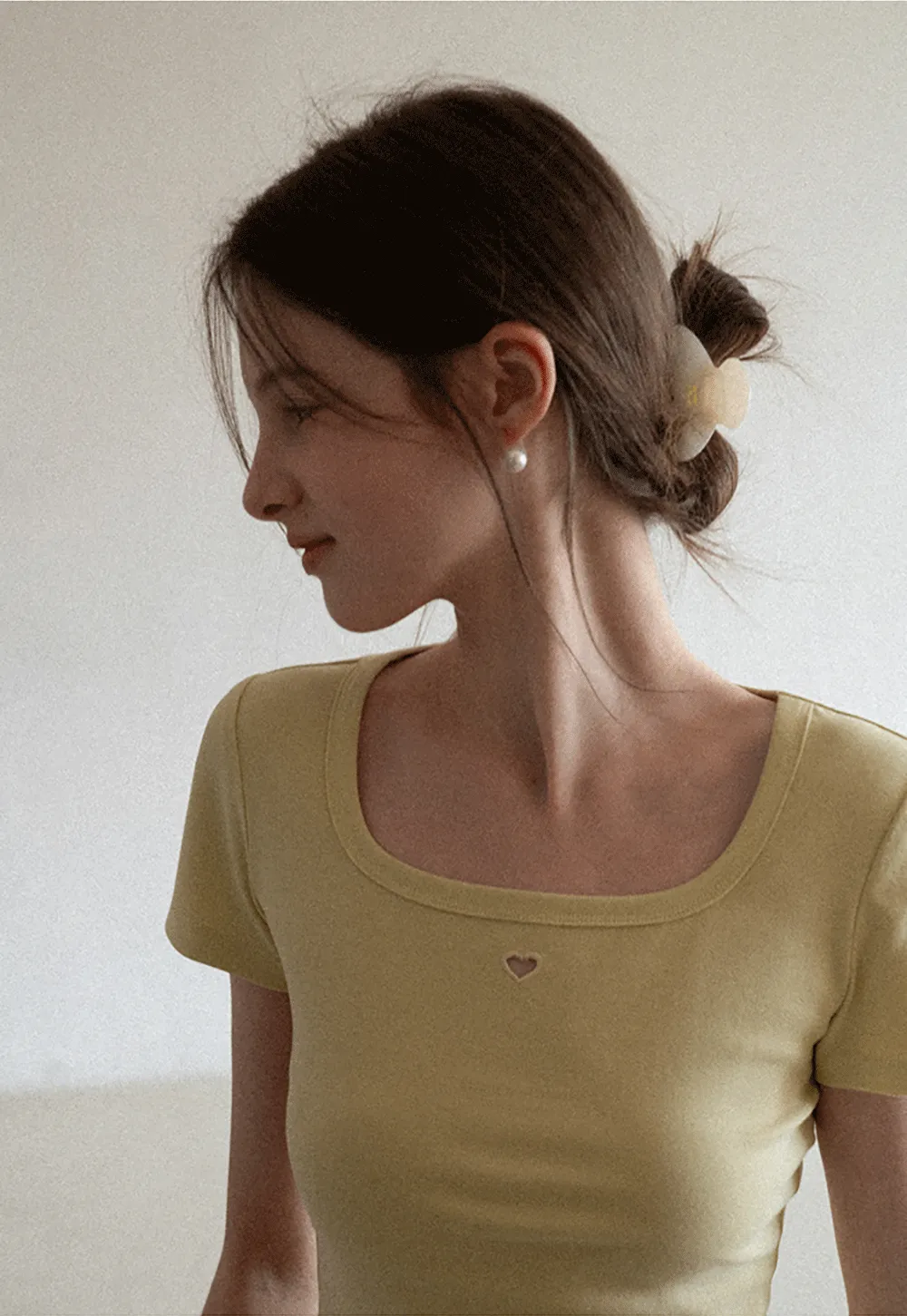 Short Sleeve Crop Top with Square Neckline