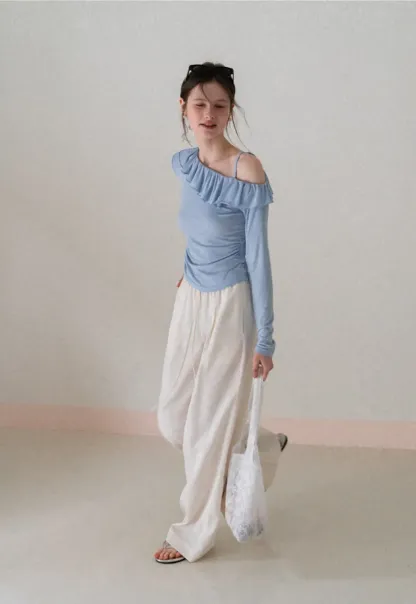 Wide Leg Drawstring Casual Pants