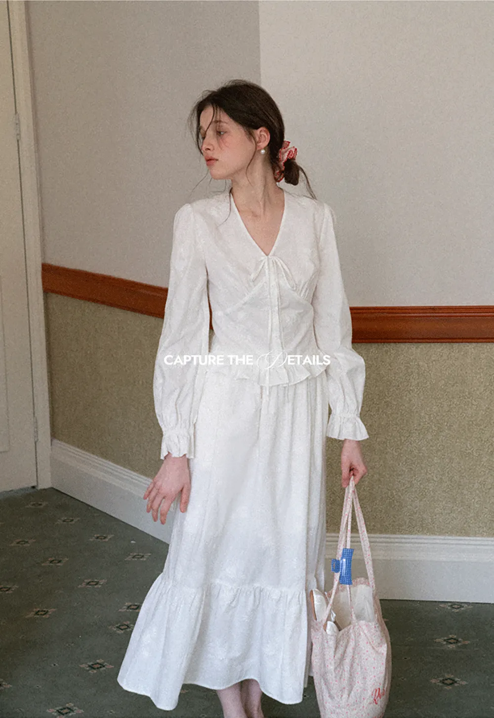 Shirt with ruffled sleeves and layered skirt