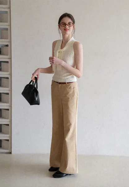 Knit Sleeveless Top with Front Bow Detail