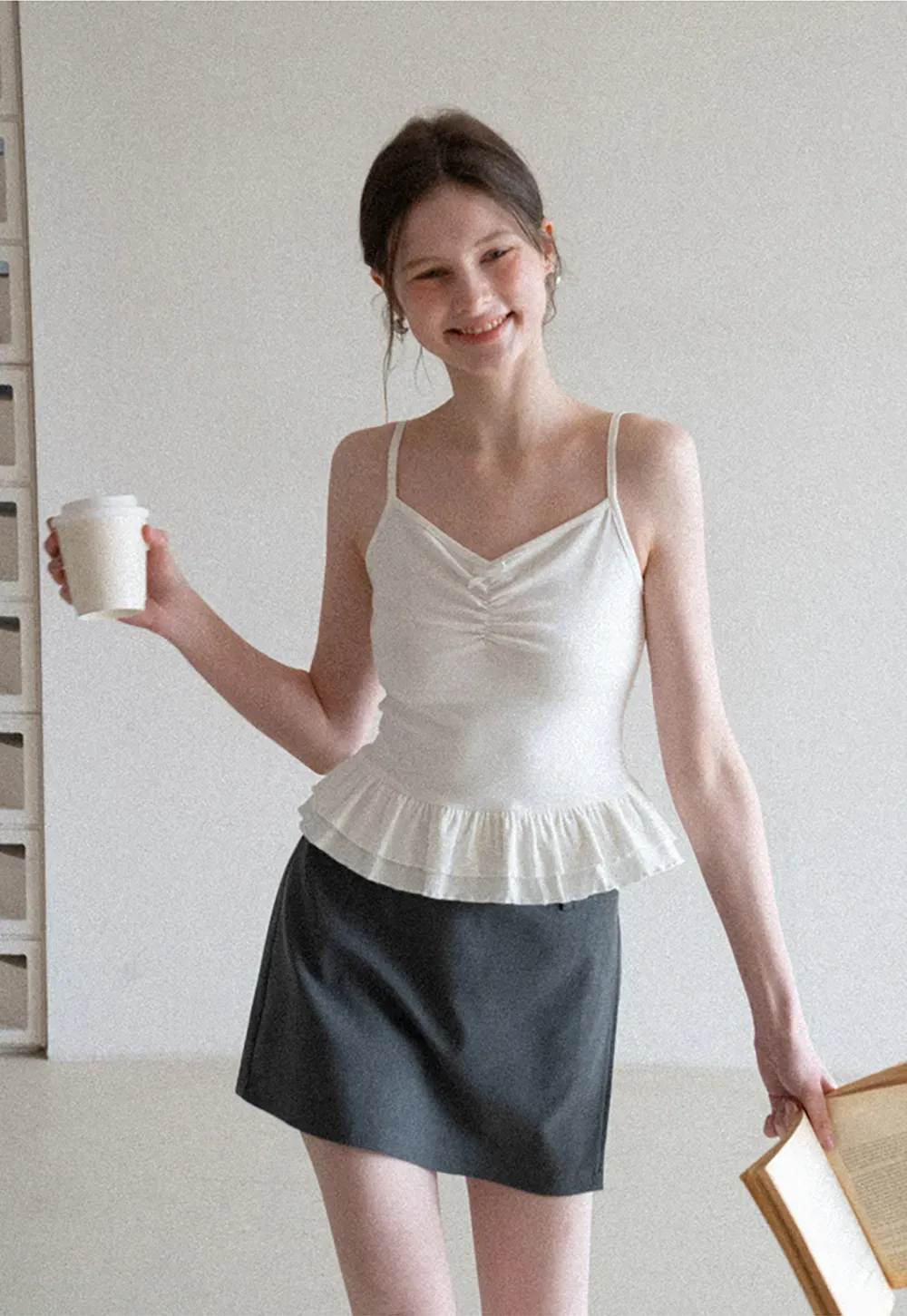 floral peplum tank top with ruffle hem