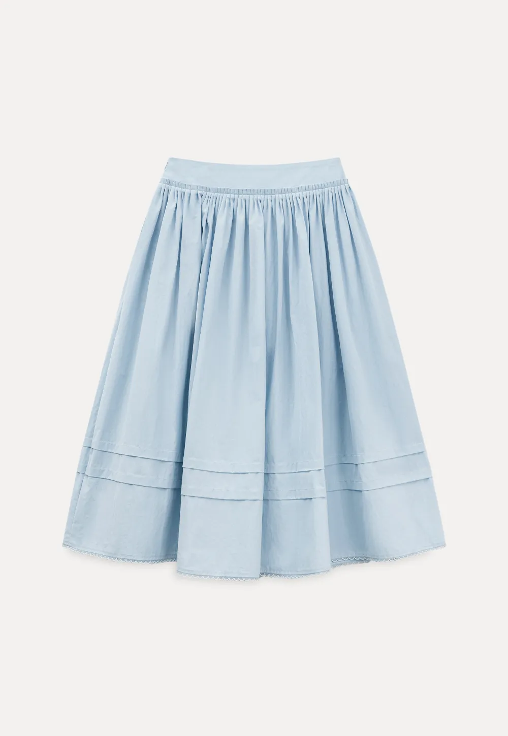 Lightweight pleated midi skirt with elastic waist